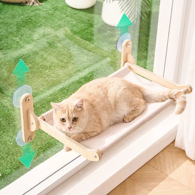 منصة نافذة للقطط بإطار خشبي لل - مراجعة Cat Window Perch وسعره